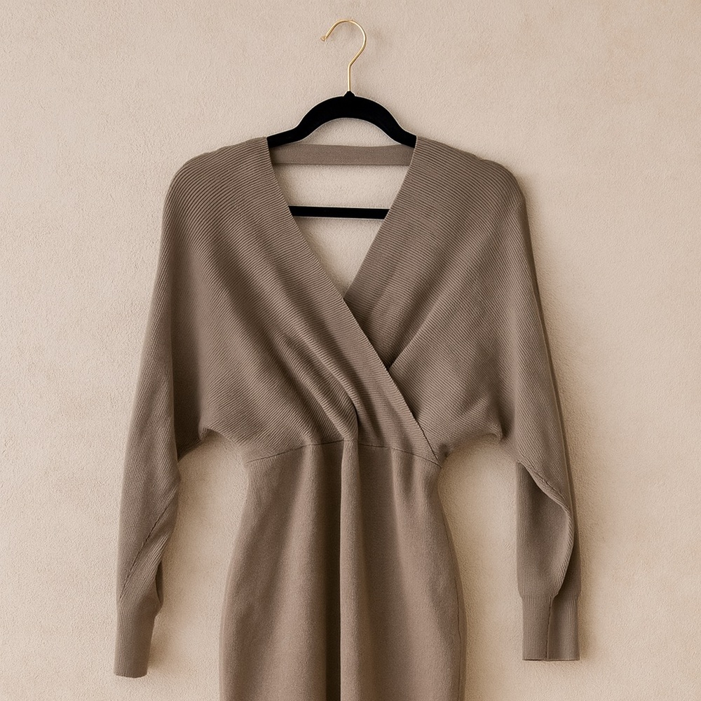 Maternity Brown Wrap Dress